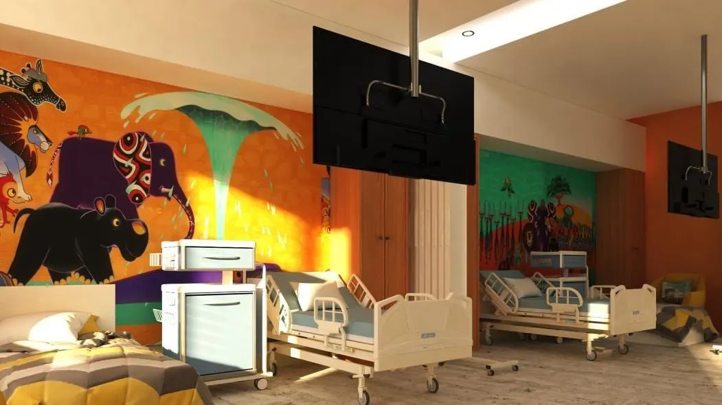 Consultation area concept in the Tinga Tinga palette.