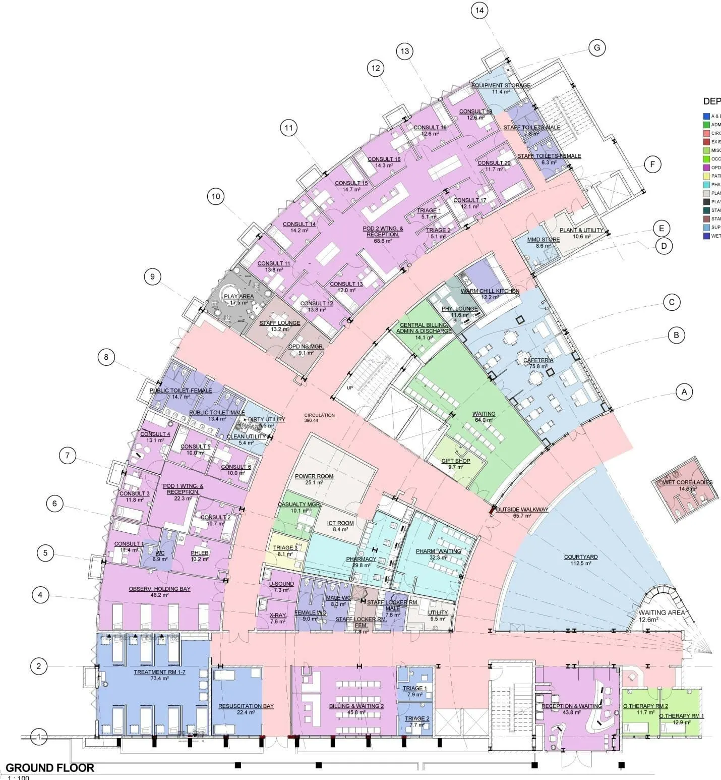 Floor plan of the vertical hospital extension.