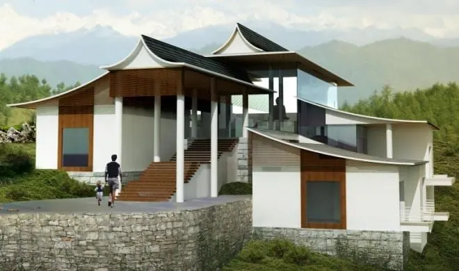 View across the resort terraces.