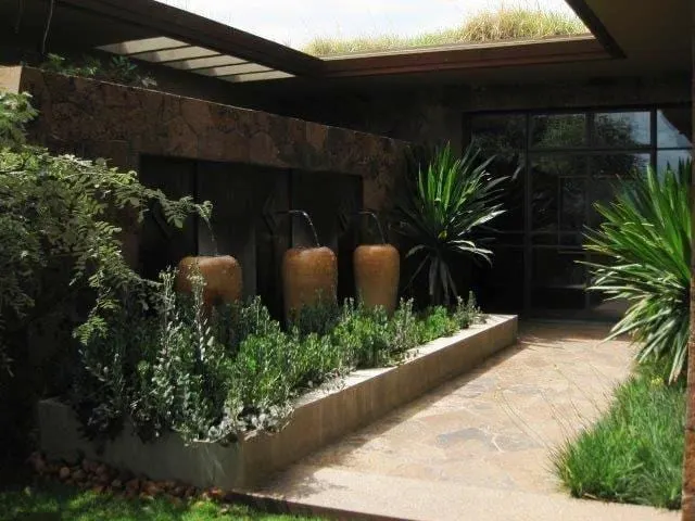 Roofscape blending the lodge into the landscape.