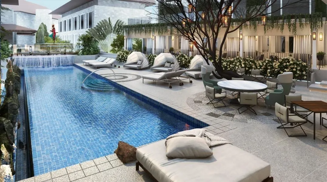 Pool and deck concept for the Hilton Curio hotel.