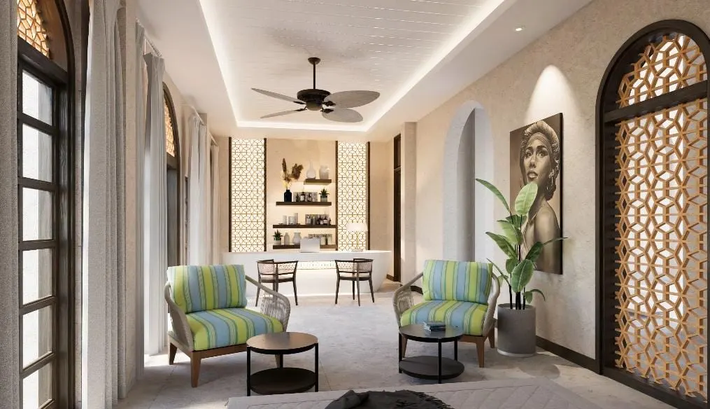 Dining terrace concept for the beach resort.
