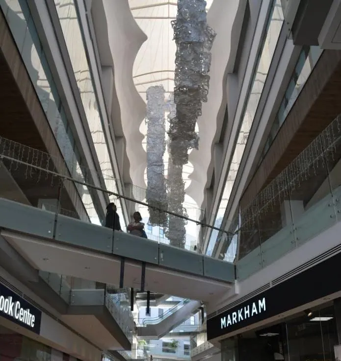 Vertical circulation and daylight within the mall.